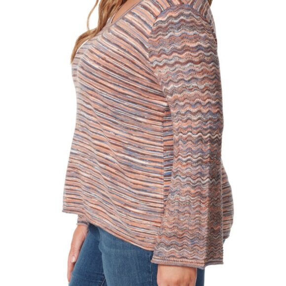 NEW Jessica Simpson Long Sleeve Top Striped Multicolor Flare Wide Sleeves 2X $89 - Picture 3 of 15